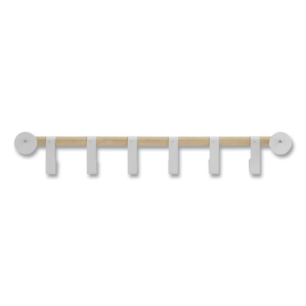 SAFCO PRODUCTS 4264WH Resi Coat Wall Rack, 6 Hook, 36.25w x 4.25d x 6h, White