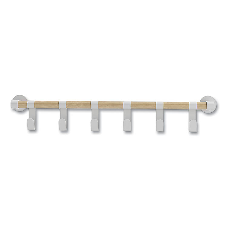 SAFCO PRODUCTS 4264WH Resi Coat Wall Rack, 6 Hook, 36.25w x 4.25d x 6h, White