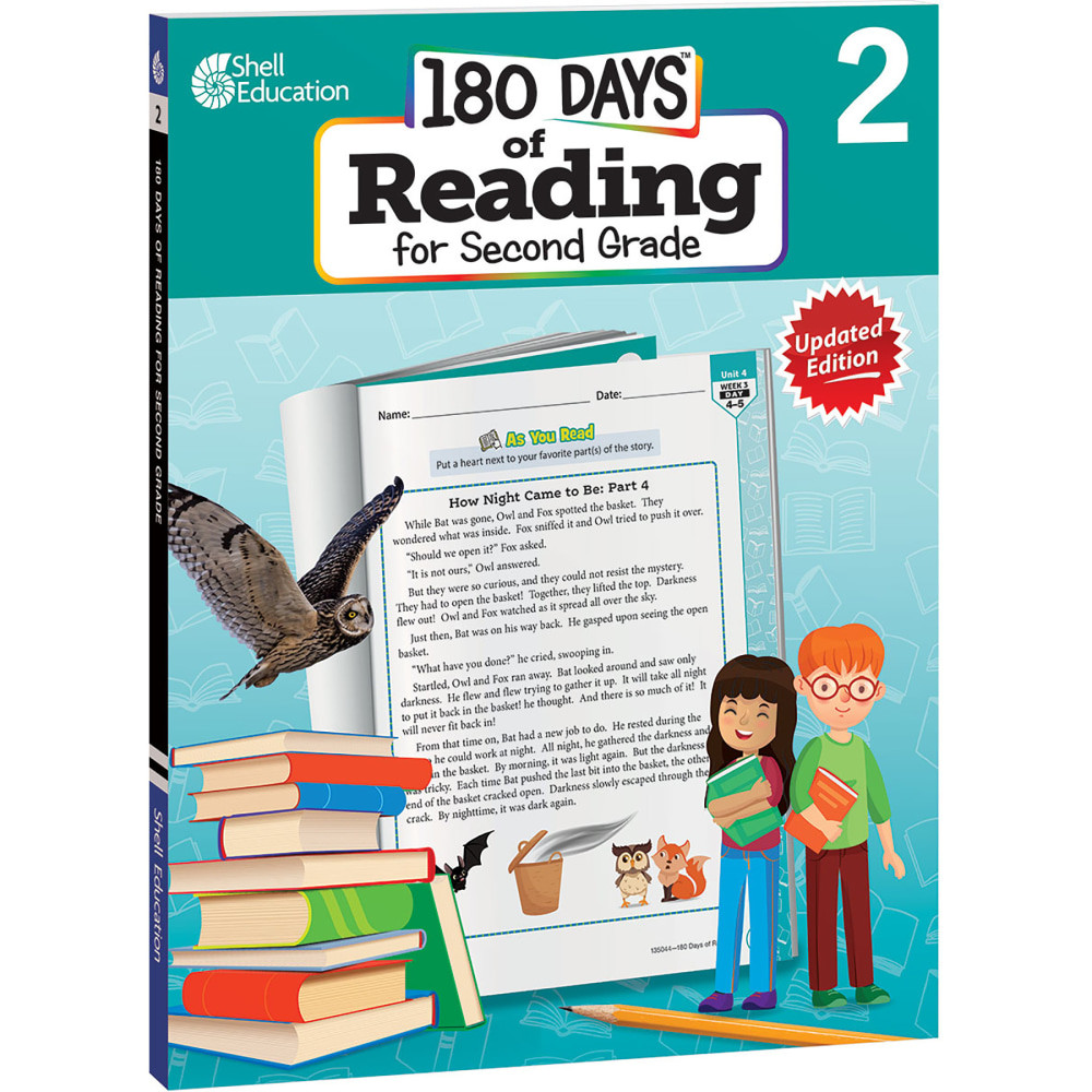 Encourage reading and writing at home or in the classroom with the Shell Education 180 Days Of Reading 2nd Edition. This book helps students learn to read and write through a combination of fiction, nonfiction and nontraditional texts.  Helps students learn to read and write.  Uses a combination of fiction, nonfiction and nontraditional texts.  Full-color pages provide visual interest.  Designed to reinforce the connection between reading and writing.  Daily reading practice helps prevent learning loss.
