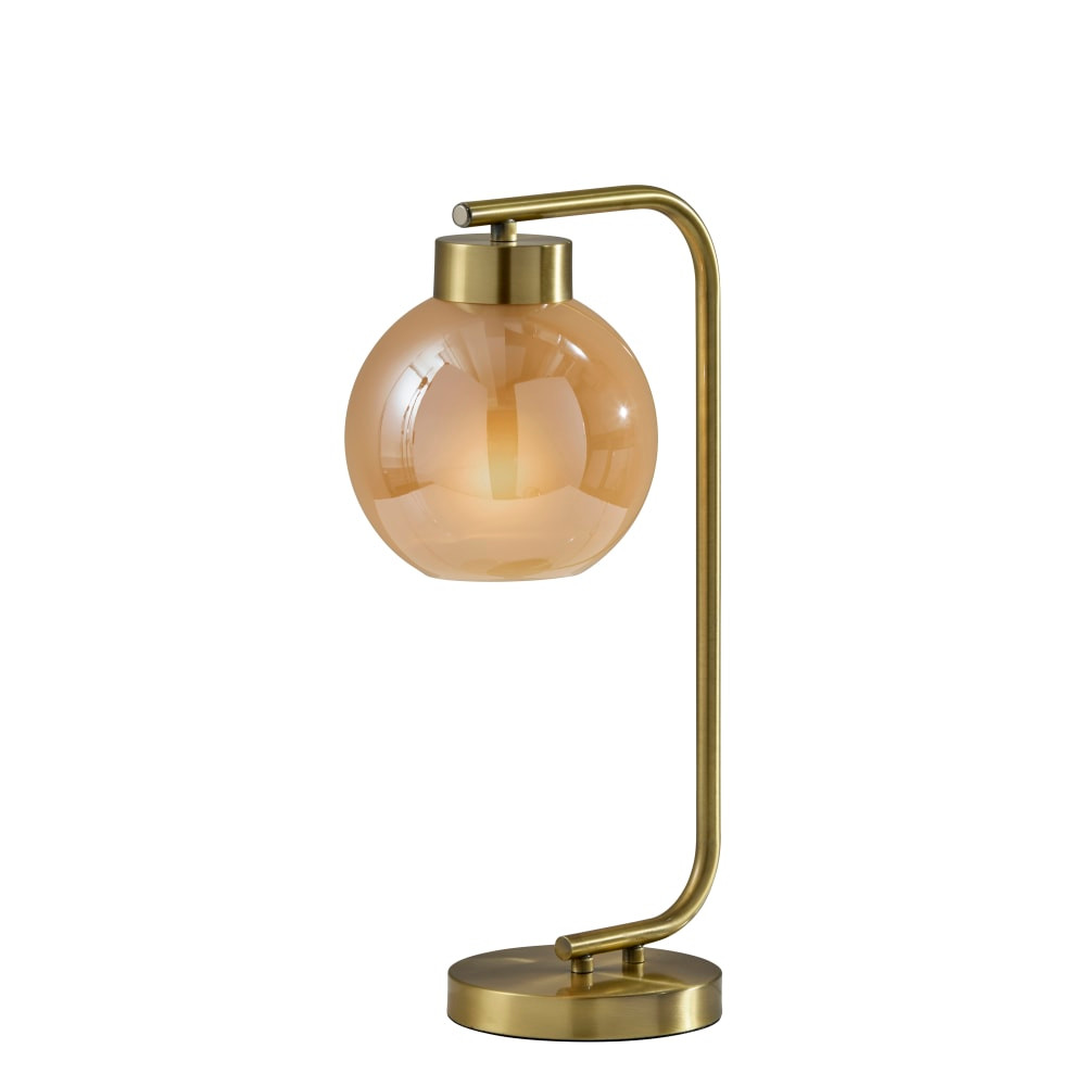 ADESSO INC 3897-21 Adesso Atticus Table Lamp, 20inH, Amber Glosted Glass Shade/Antique Brass Base
