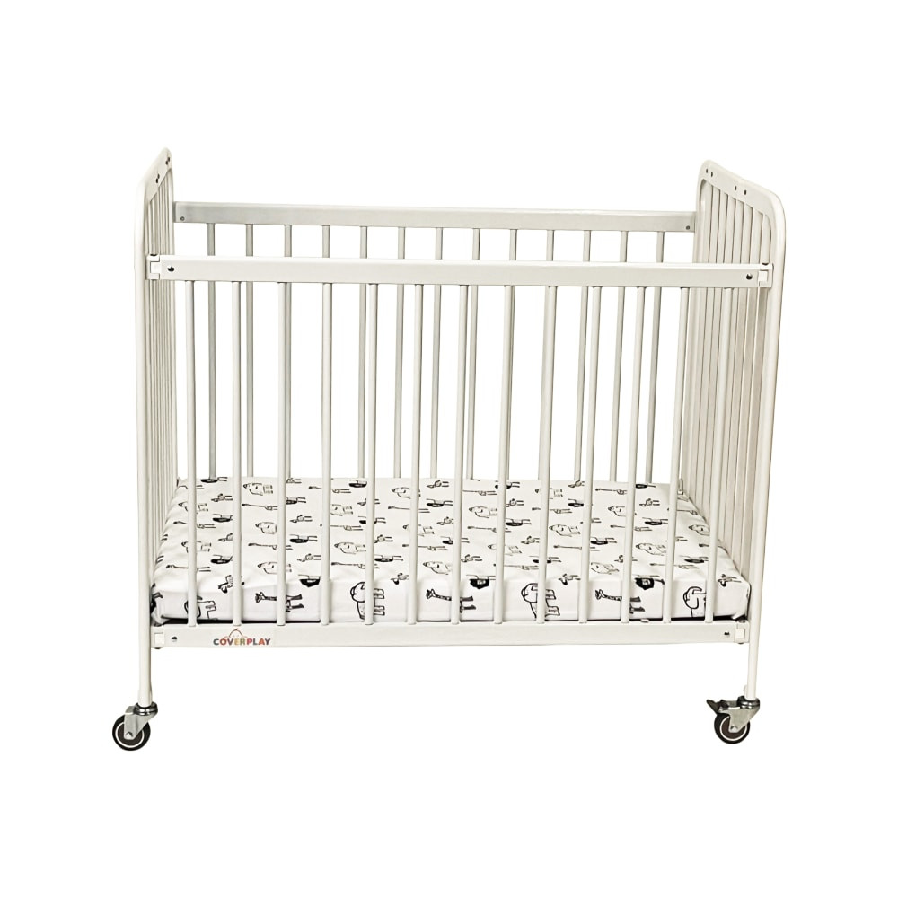 COVERPLAY 213CONOR  Compact Metal Infant Crib, 26inH x 36inW x 39-1/2inD, White/Gray