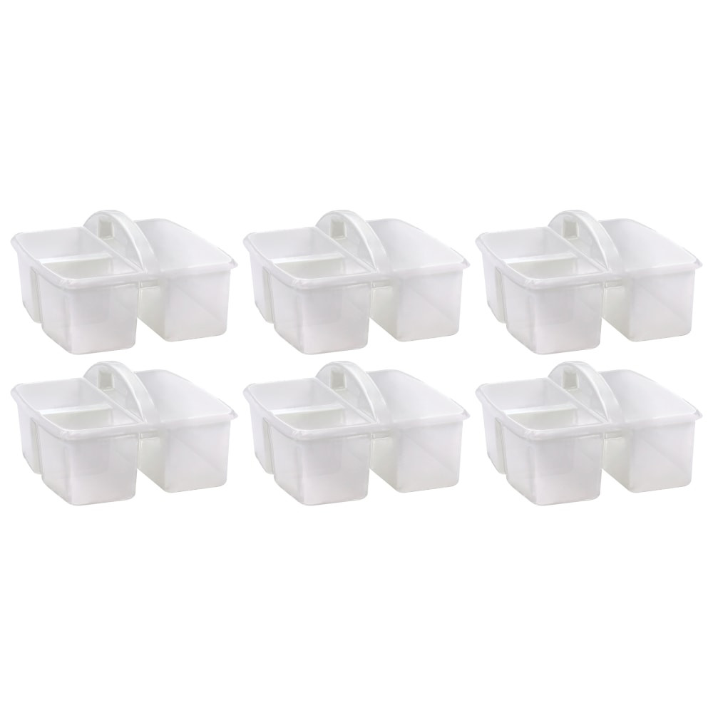 EDUCATORS RESOURCE TCR20455-6 Teacher Created Resources Plastic Storage Caddies, 5-1/4inH x 9-1/4inW x 9inD, Clear, Pack Of 6 Caddies
