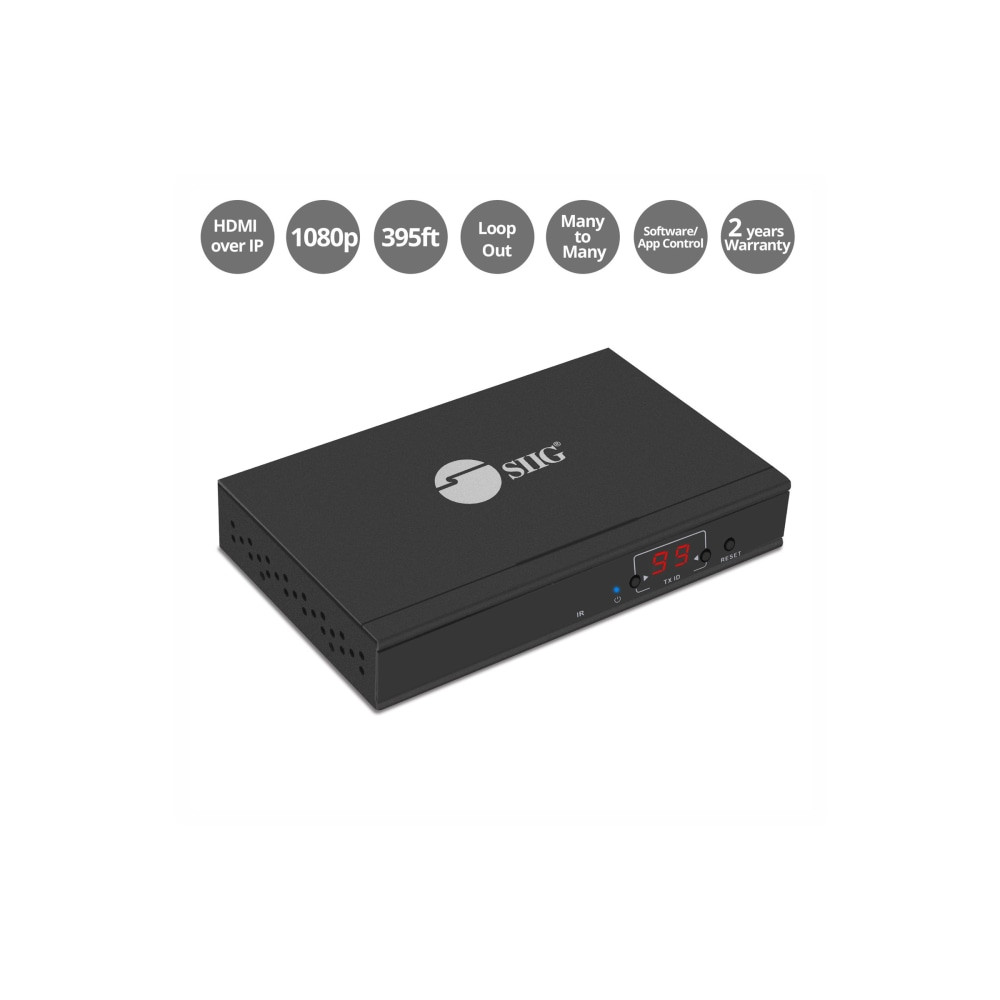 SIIG, INC. CE-H23B11-S1 SIIG HDMI Over IP Extender / Matrix with IR - Transmitter - Video/audio/infrared/serial extender - transmitter - RS-232, HDMI, HDbitT - up to 394 ft