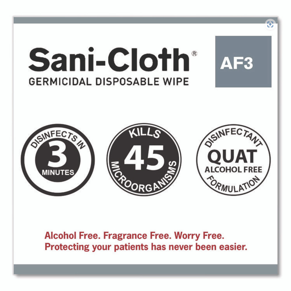 SANI PROFESSIONAL P72584 Sani-Cloth AF3 Germicidal Disposable Wipes, Extra-Large, 1-Ply, 7.5" x 15", Unscented, White, 75/Pack