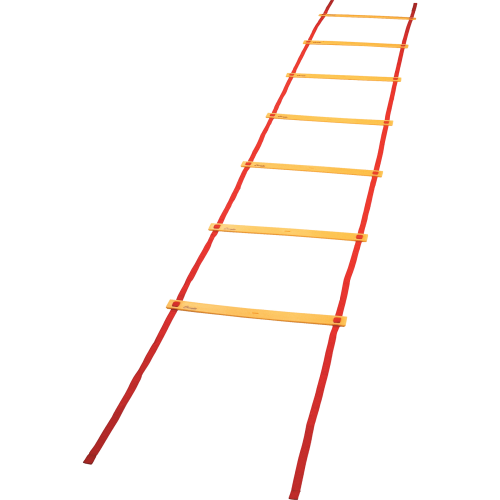 Improve your game with this Champion Sports Economy Agility Ladder. This ladder is customizable so you can create a variety of workouts to fit your performance needs.  Helps improve coordination, foot speed, agility and balance as you run through the spaces.  Adjustable slats let you build customized workouts.  Designed for use indoors and out.  Comes with a handy carrying handle and case for easy storage and transport.  Backed by the manufacturers 90-day limited warranty.