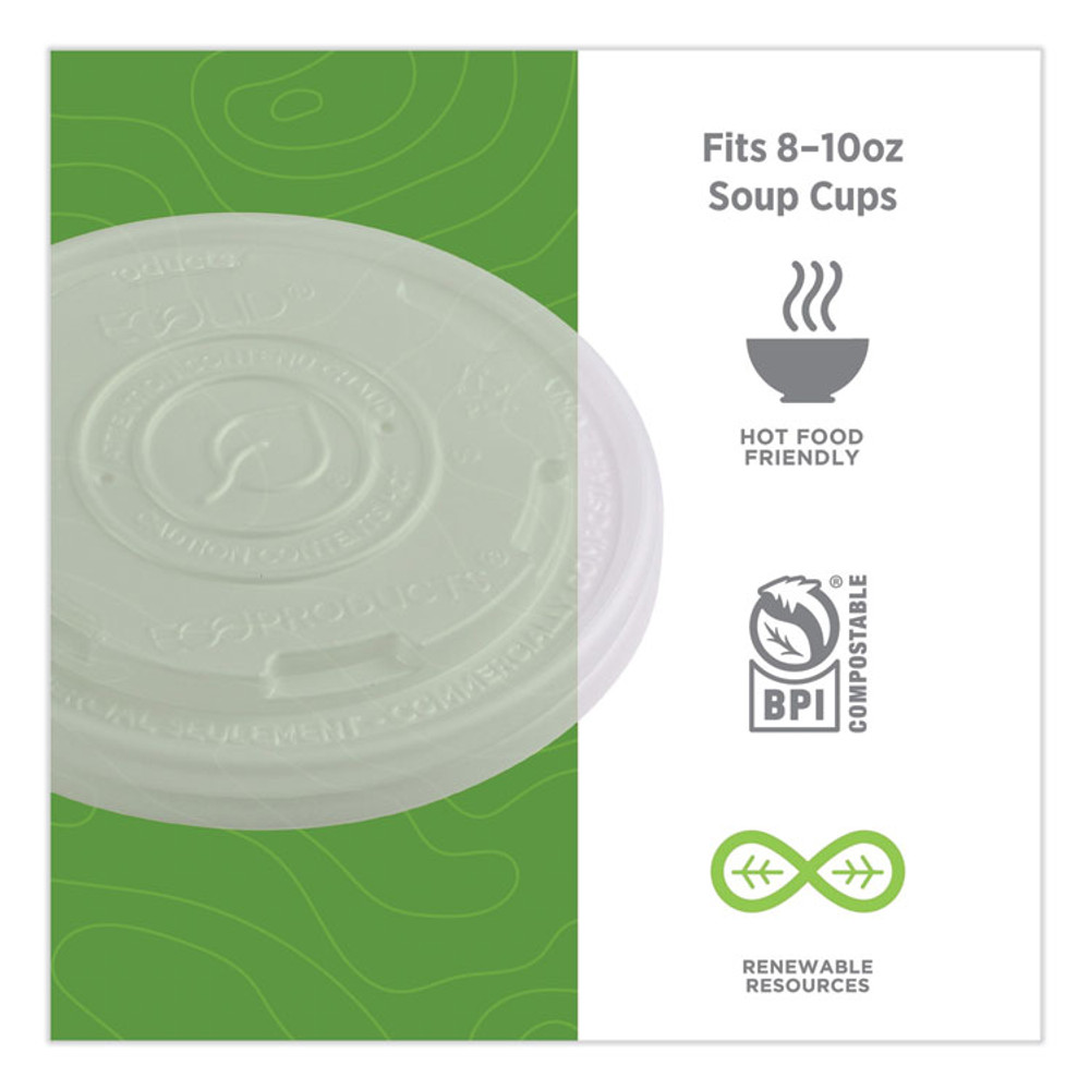 ECO-PRODUCTS,INC. EPECOLIDSPS World Art PLA-Laminated Soup Container Lids, Fits 8 oz, Translucent, Plastic, 50/Pack, 20 Packs/Carton