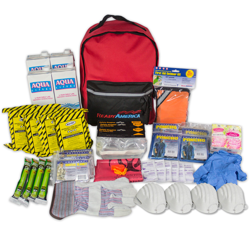 READY AMERICA 70380  4-Person 3-Day Essential Emergency Backpack