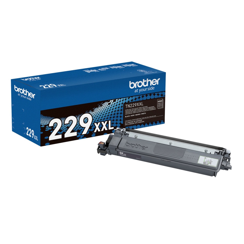 Compatible Brother models: HL : HL-L3295CDW, HL-L8245CDW.   MFC : MFC-L3780CDW, MFC-L8395CDW.  .  Choose this Brother TN229XXL Super High-Yield Black Toner Cartridge to get the high-quality, professional prints you need. The toner cartridge offers a super high yield up to 4,500 pages, helping you tackle large print projects.  Yields up to 4,500 pages.  Provides premium quality and consistency.  Helps Avoid Waste - Designed for extended use, helping reduce or eliminate material use and potentially save money.  Recycling solution - designed to encourage recycling, helping you divert materials from landfill.