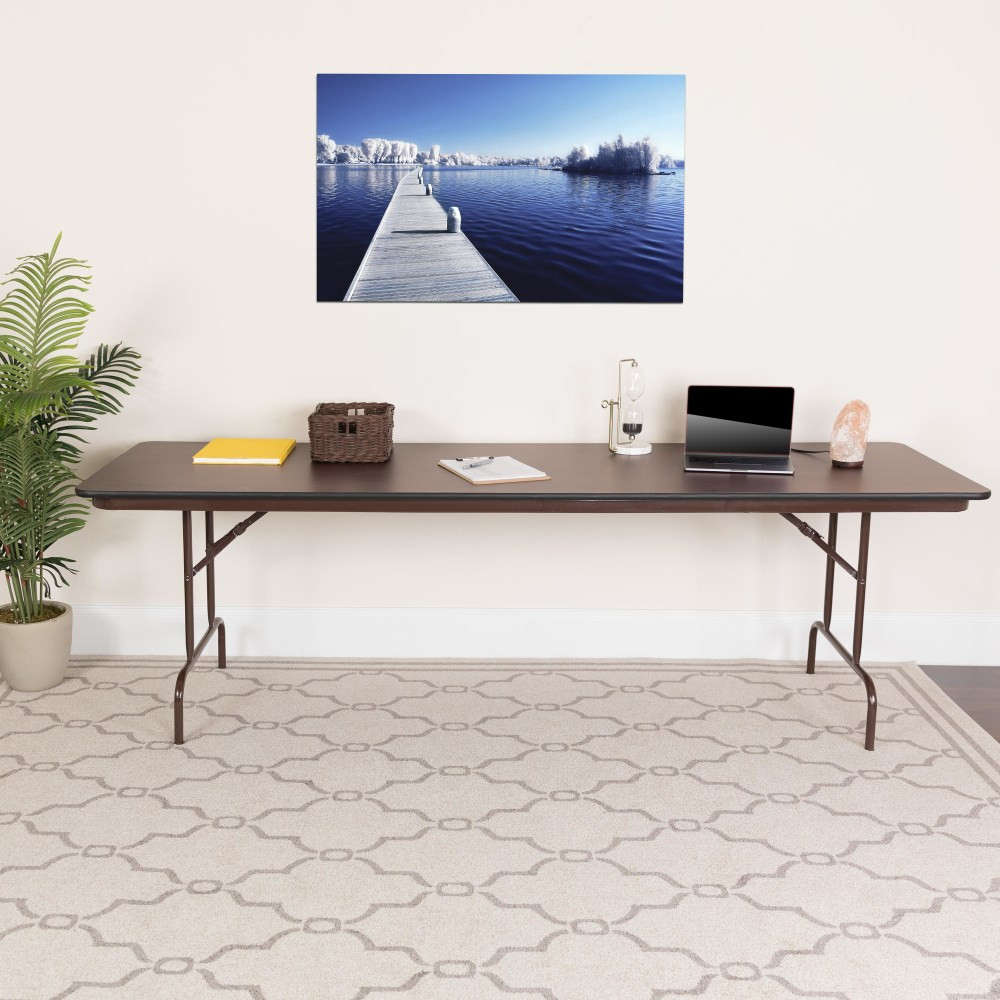 FLASH FURNITURE YT3096HIGHWAL  Pressure Laminate Folding Banquet Table, 30inH x 30inW x 96inD, Mahogany/Brown