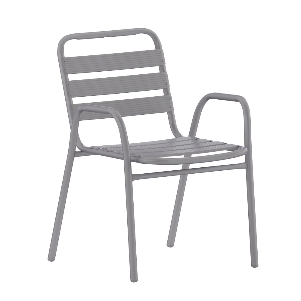 FLASH FURNITURE TLH018C  Lila Aluminum Indoor/Outdoor Restaurant Stack Chair, Silver