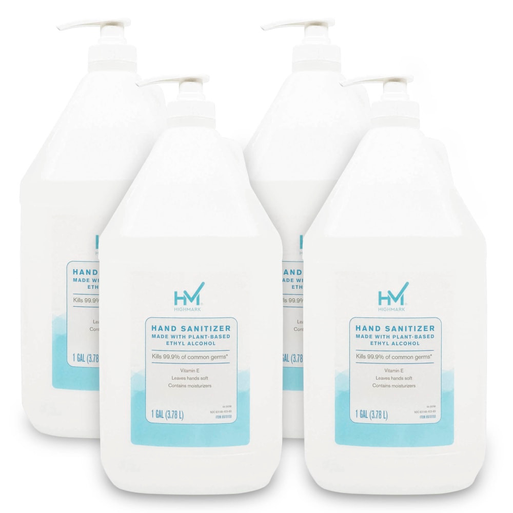 OFFICE DEPOT 20-22322 Highmark Original Hand Sanitizer, Fresh Scent, 1 Gallon, Clear, Case Of 4 Gallons
