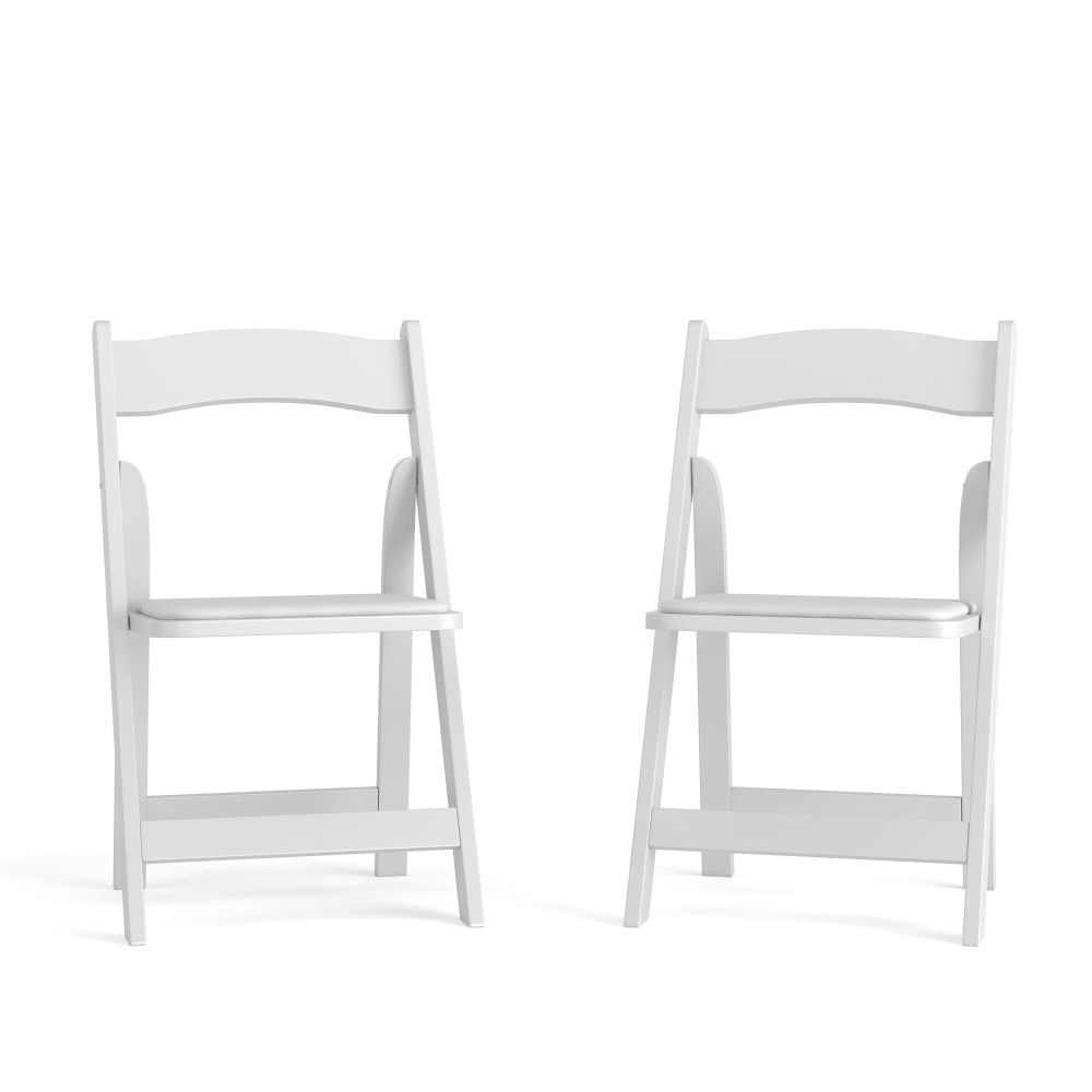 FLASH FURNITURE 2XF2901WHWOOD  HERCULES Series Wood Folding Chairs With Vinyl Padded Seats, White, Pack Of 2 Chairs