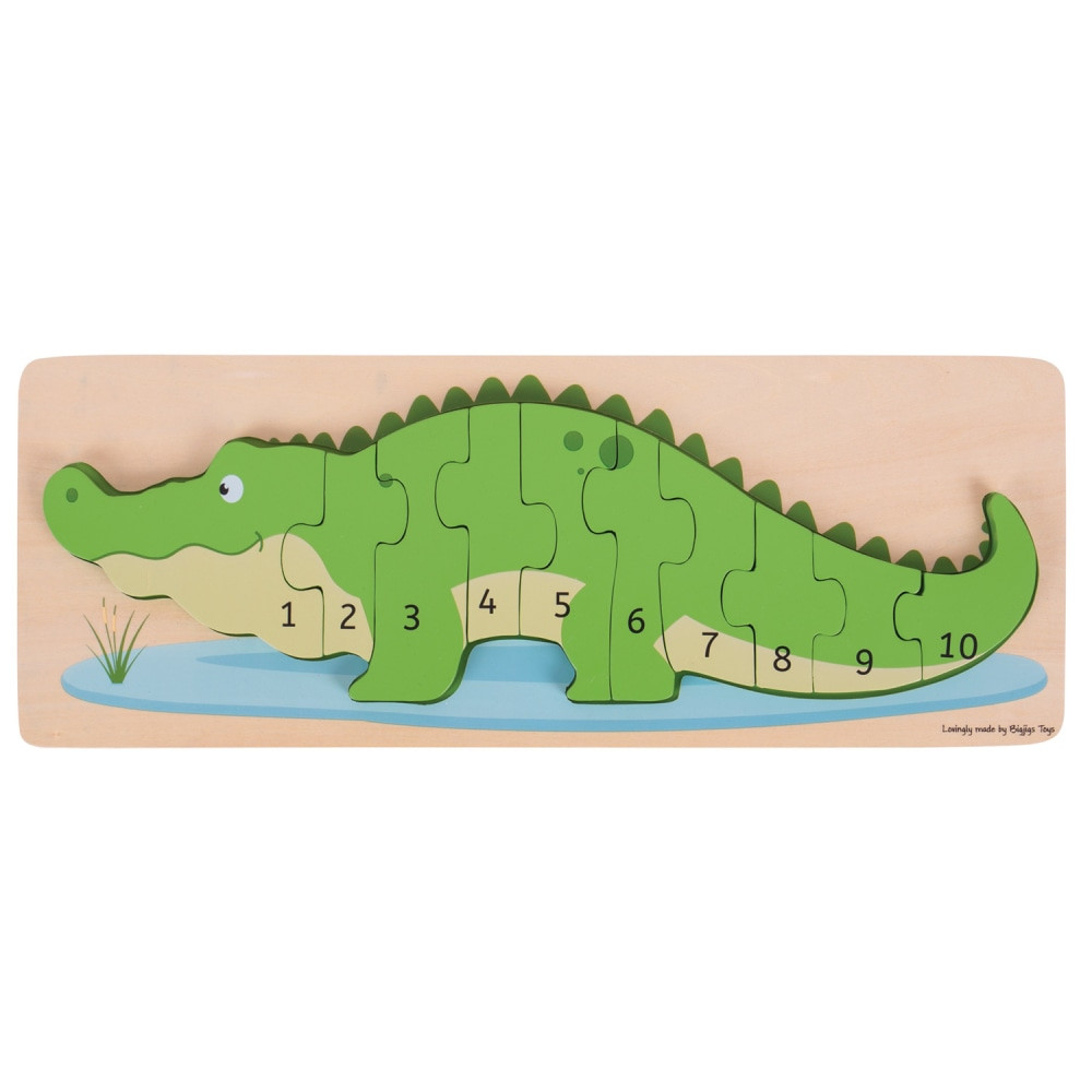 GS1 UK BJTBJ029 Bigjigs Toys Crocodile Number Puzzle