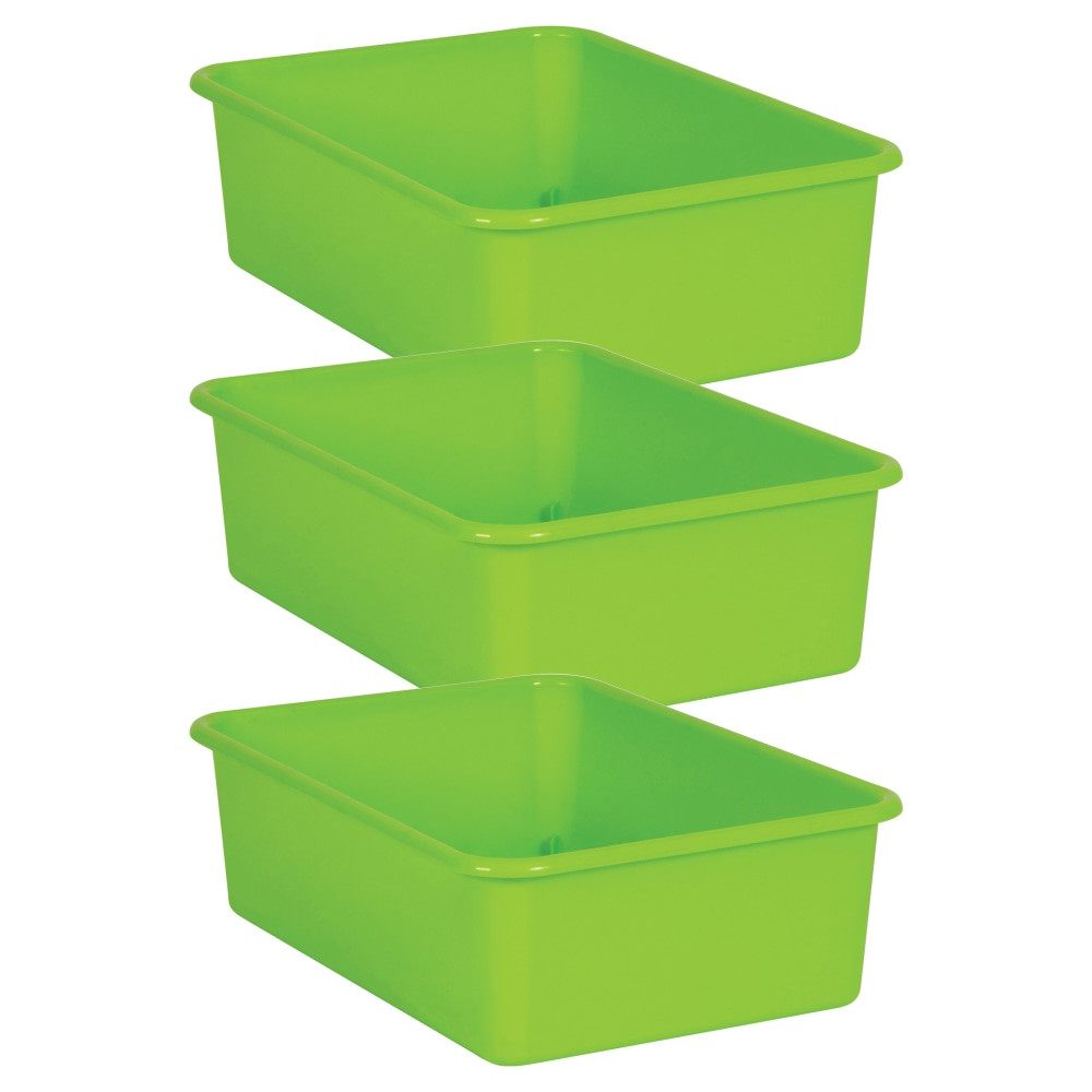 EDUCATORS RESOURCE TCR20409-3 Teacher Created Resources Large Plastic Storage Bins, 5inH x 11-1/2inW x 16-1/4inD, Lime, Pack Of 3 Bins