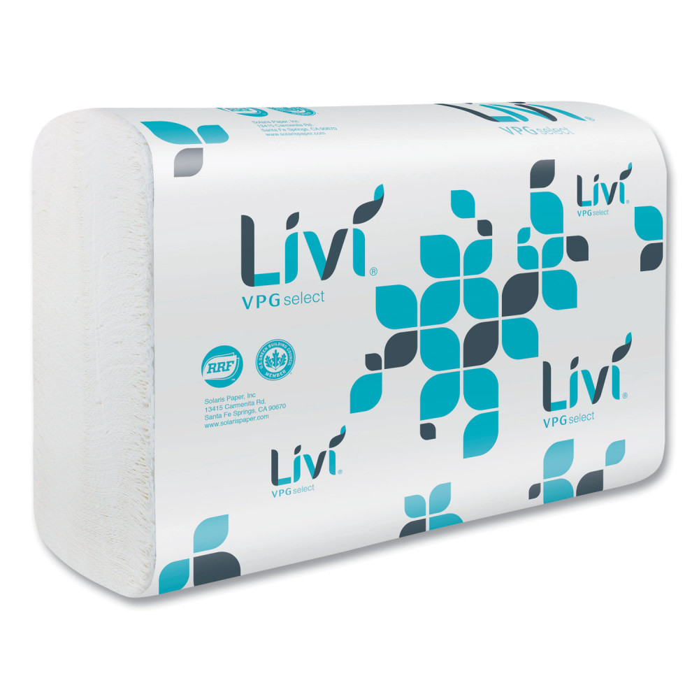 SOLARIS PAPER INC. 50861 Livi VPG Select Multifold Towel, 1-Ply, 9.45 x 10.55, White, 220 Sheets/Pack, 10 Packs/Carton
