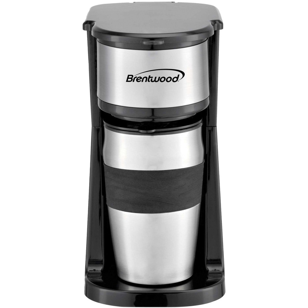 BRENTWOOD APPLIANCES, INC. TS-113BK Brentwood 700-Watt 1.75-Cup Single-Serve Portable Coffee Maker With 14 Oz Travel Mug, Black