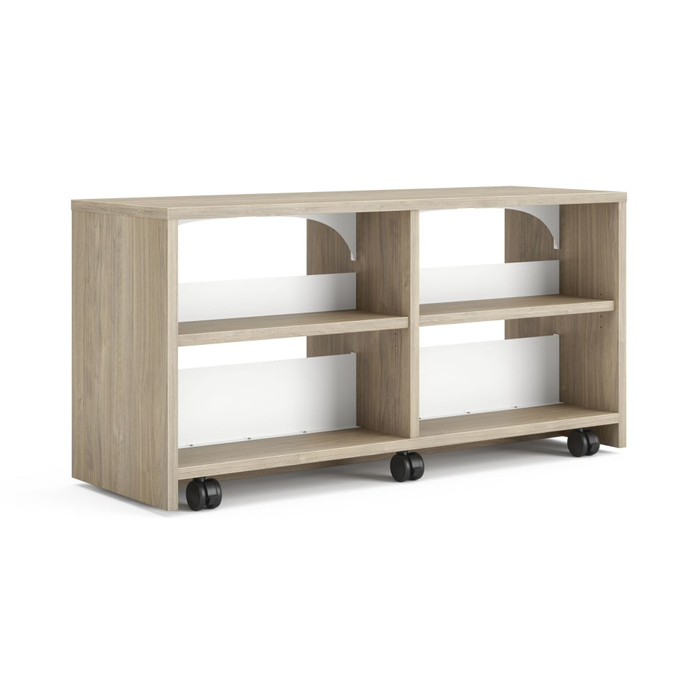 HNI CORPORATION HONWLD30CLK1PJW HON Storyline 30inH 2-Shelf Linear Dual-Sided Bookcase, Kingswood Walnut/Designer White