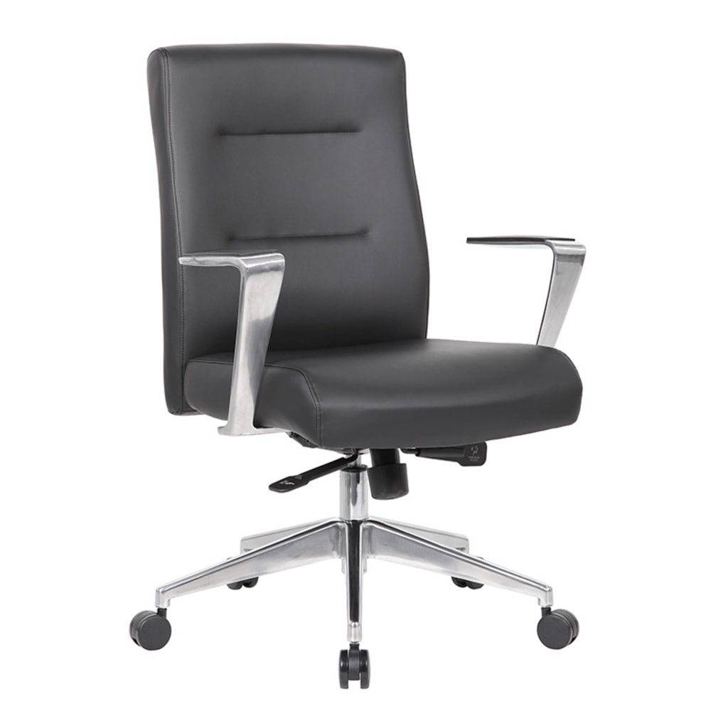 NORSTAR OFFICE PRODUCTS INC. B8886AL-AMBK Boss Office Products Modern Ergonomic Vinyl High-Back Conference Executive Office Chair, Black