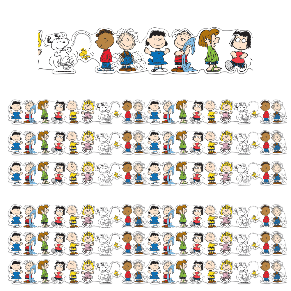 EDUCATORS RESOURCE EU-846355-6 Eureka Extra Wide Die-Cut Deco Trim Packs, 37' x 3-1/4in, Peanuts Character Lineup, Set Of 6 Packs