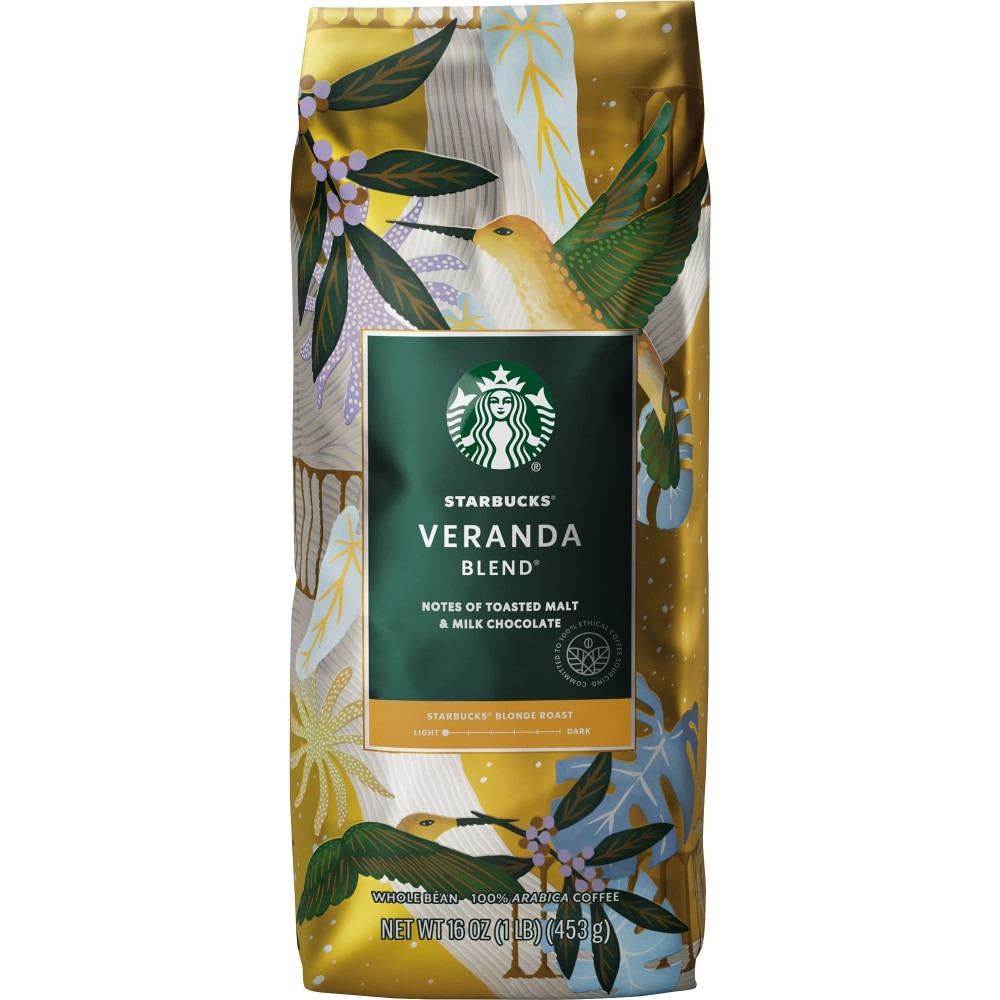 STARBUCKS COFFEE COMPANY 12523486 Starbucks Veranda Blend Whole Bean Coffee - Blonde - 16 oz - Veranda Blend - 1 Each