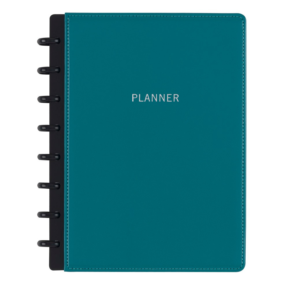 OFFICE DEPOT TULJRPLNR-RY21-TL TUL Discbound Monthly Planner Starter Set, Undated, Junior Size, Leather Cover, Teal