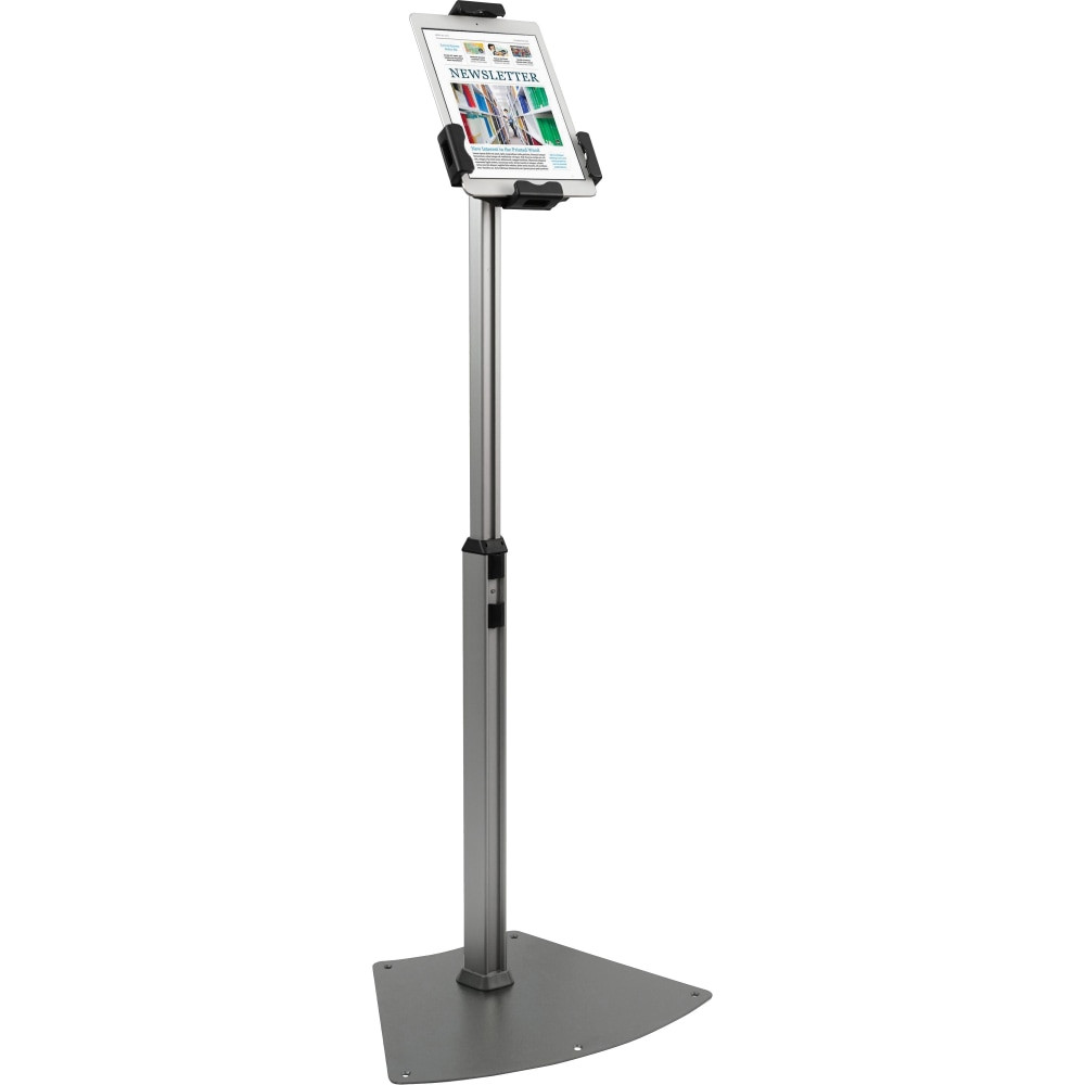 Designed for 7.9in to 10.1in tablets (sold separately)  Adaptable construction tilts and rotates for easy use by multiple users  Large steel base ensures stable use to prevent tipping  Perfect for point of sale applications, hotels, restaurants and more  Security locking system ensures safe use in high-traffic locations