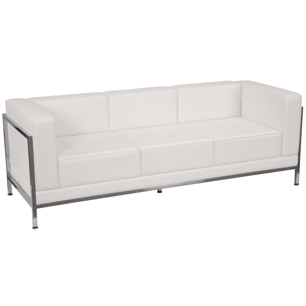 FLASH FURNITURE ZBIMAGSOFAWH  HERCULES Imagination Series Contemporary LeatherSoft Modular Sofa with Quilted Tufted Seat and Encasing Frame, Melrose White