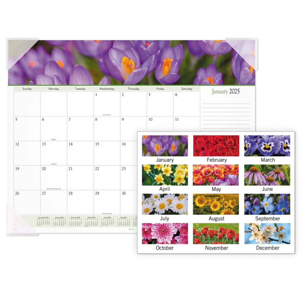ACCO BRANDS USA, LLC 89805-25 2025 AT-A-GLANCE Panoramic Floral Monthly Desk Pad, 21-3/4in x 17in, Scenic, January 2025 To December 2025, 89805