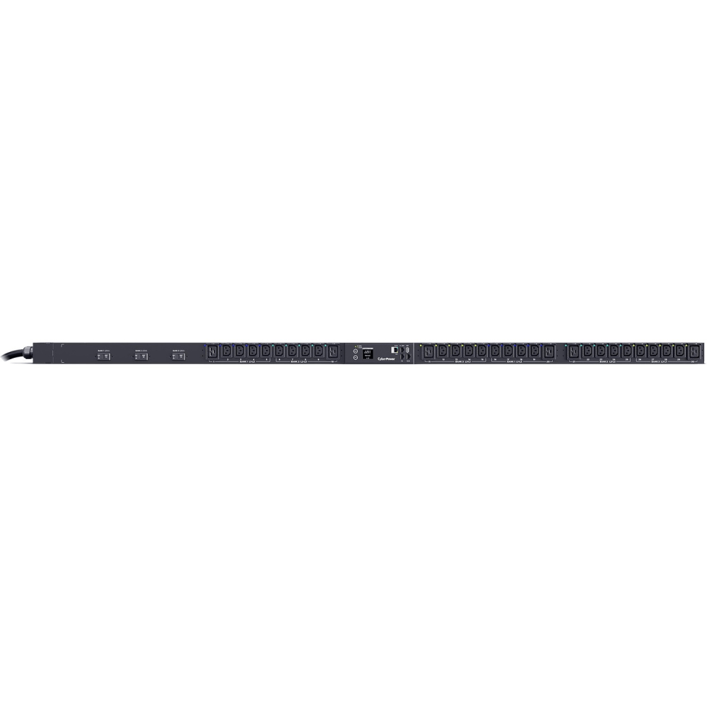 CYBERPOWERPC PDU83106 CyberPower PDU83106 3 Phase 200 - 240 VAC 30A Switched Metered-by-Outlet PDU - 30 Outlets, 10 ft, IEC-309 30A Blue (3P+E), Vertical, 0U, LCD, 3YR Warranty
