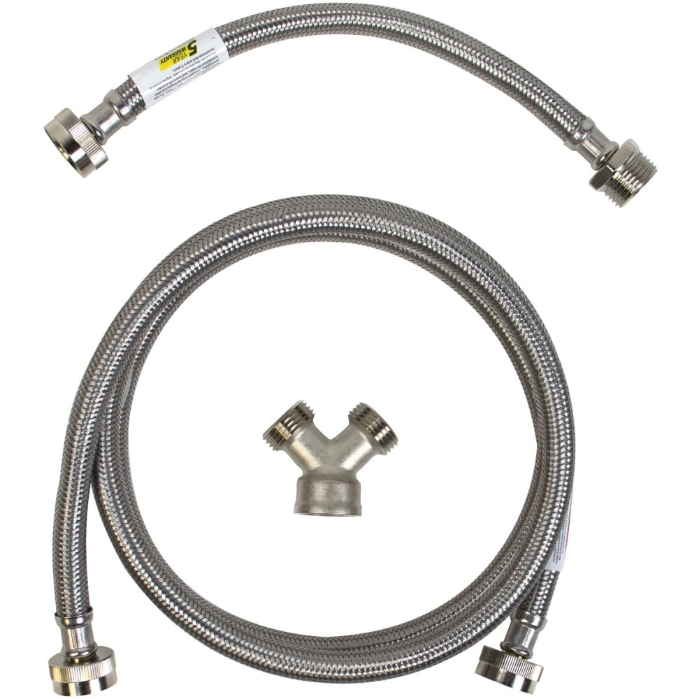 SELA PRODUCTS, LLC STMKIT3 Certified Appliance Accessories Braided Stainless Steel Steam Dryer Installation Kit, 6ft - Stainless Steel, PVC, Polyester, Vinyl - Gray, Clear, Stainless Steel