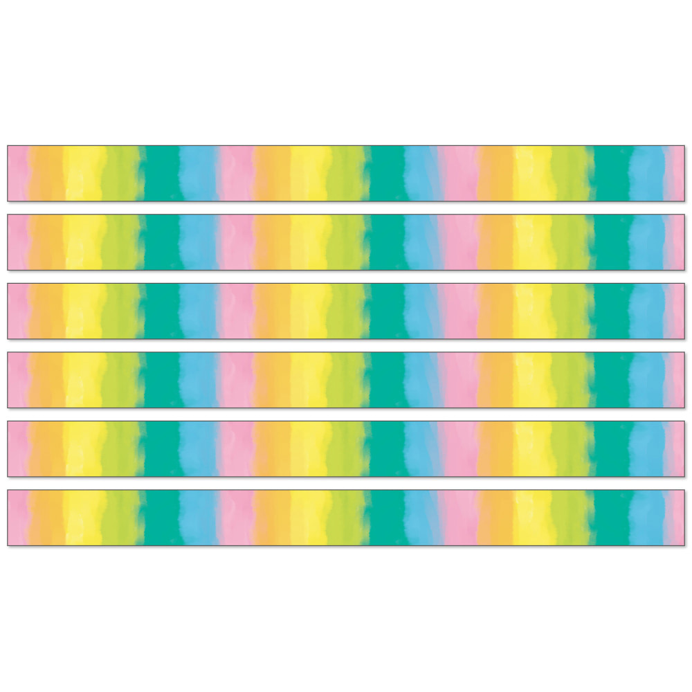Decorate bulletin boards with the Carson Dellosa Education Happily Ever Elementary Creatively Inspired Straight Borders. These borders are acid-free to help prevent yellowing, and they're made of paper for lasting use.  Acid-free design helps prevent yellowing.  Made of paper for durability.  Each pack contains 12 borders for a total of 72 borders.
