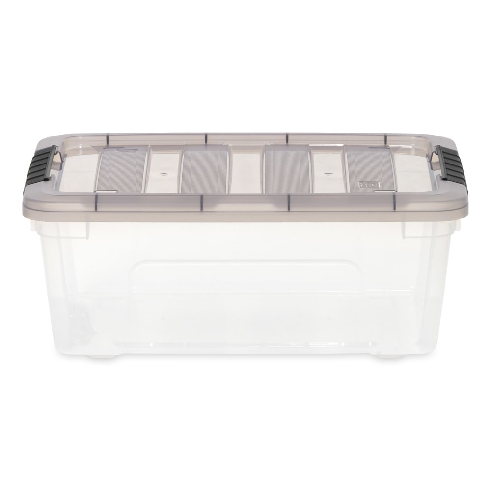 IRIS USA, INC. 500148 Iris Stack & Pull Storage Boxes, 3.14 Gallon, Clear/Gray, Set Of 8 Boxes