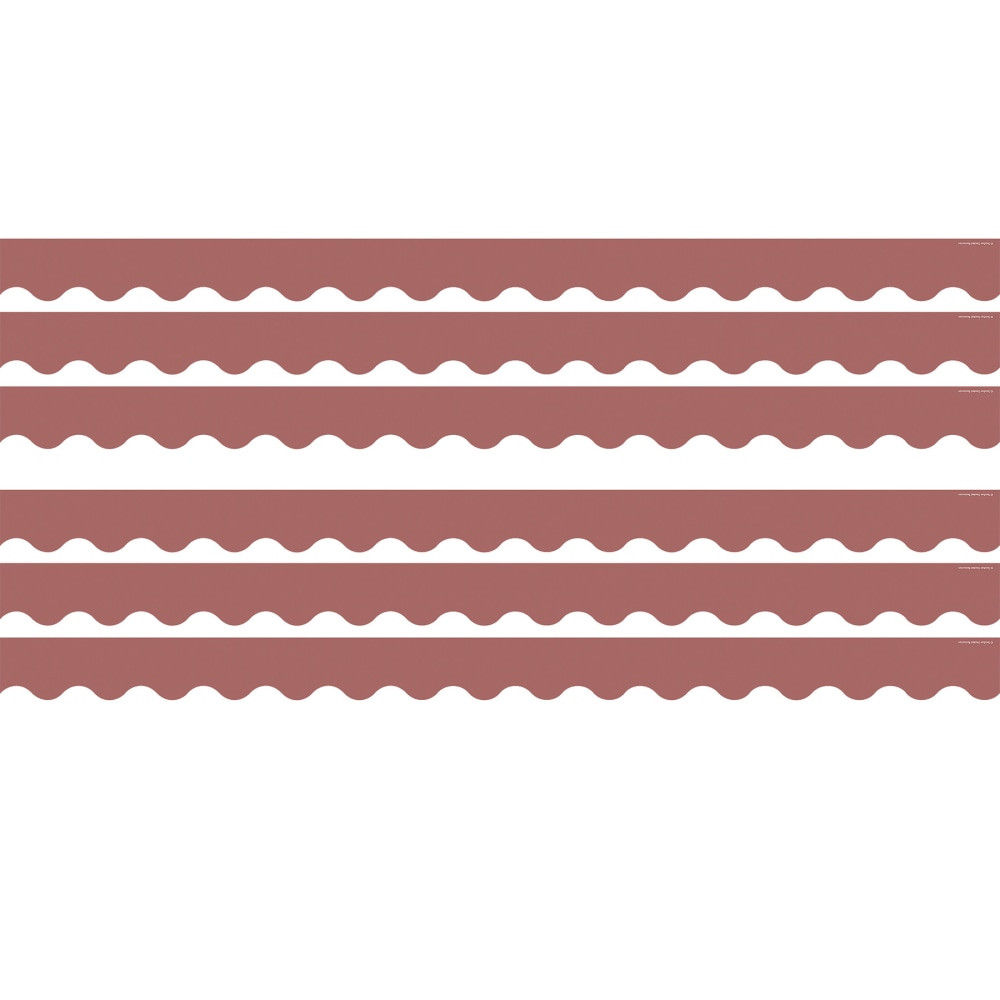Create a unique bulletin board theme with the Teacher Created Resources Scalloped Border Trim Pack. These vibrant border trim strips are made of acid-free paper and help liven up your classroom.  Scalloped border trim helps liven up any classroom.  Made of acid-free paper.  Creates themes for bulletin boards, walls, windows and projects.  Each deep rose border trim pack has 12 pieces (2-3/16in x 35in) for a total length of 35ft of trim.