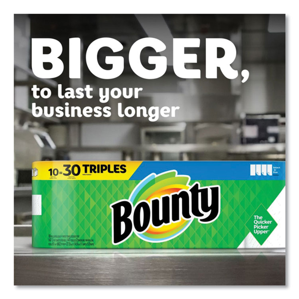 PROCTER & GAMBLE Bounty® 05661 Select-a-Size Kitchen Roll Paper Towels, 2-Ply, White, 6 x 11, 135 Sheets/Roll, 8 Triple Rolls/Carton