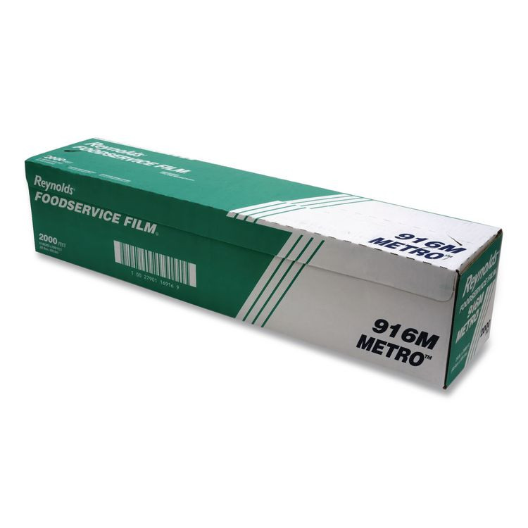 REYNOLDS FOOD PACKAGING Wrap® 916M Metro Light-Duty PVC Film Roll with Cutter Box, 24" x 2,000 ft