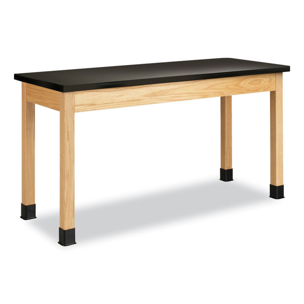 DIVERSIFIED WOODCRAFTS, INC. Spaces™ P7606K36N Classroom Science Table, 60w x 24d x 36h, Black Epoxy Resin Top, Oak Base