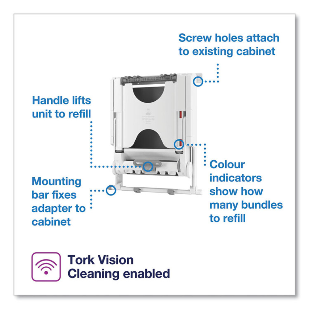 SCA TISSUE Tork® 552521 PeakServe Continuous Recessed Cabinet Hand Towel Adapter, 14.37 x 4.29 x 17.72, White