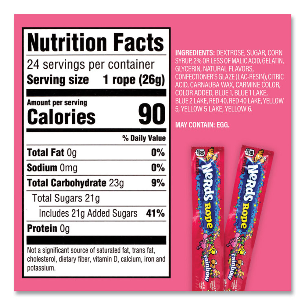 NESTLE Nestlé® 22002136 Nerds Rope Candy, Fruity, 0.92 oz Individually Wrapped, 24/Carton