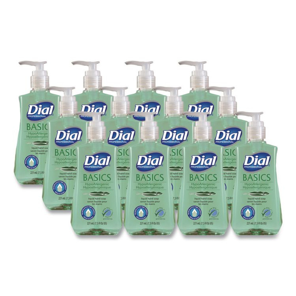 DIAL PROFESSIONAL 33256 Basics MP Free Liquid Hand Soap, Unscented, 7.5 oz, 12/Carton