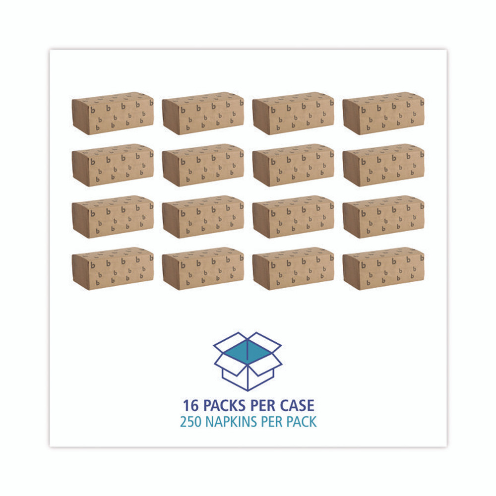 BOARDWALK 6210 Singlefold Paper Towels, 1-Ply, 9 x 9.45, Natural, 250/Pack, 16 Packs/Carton