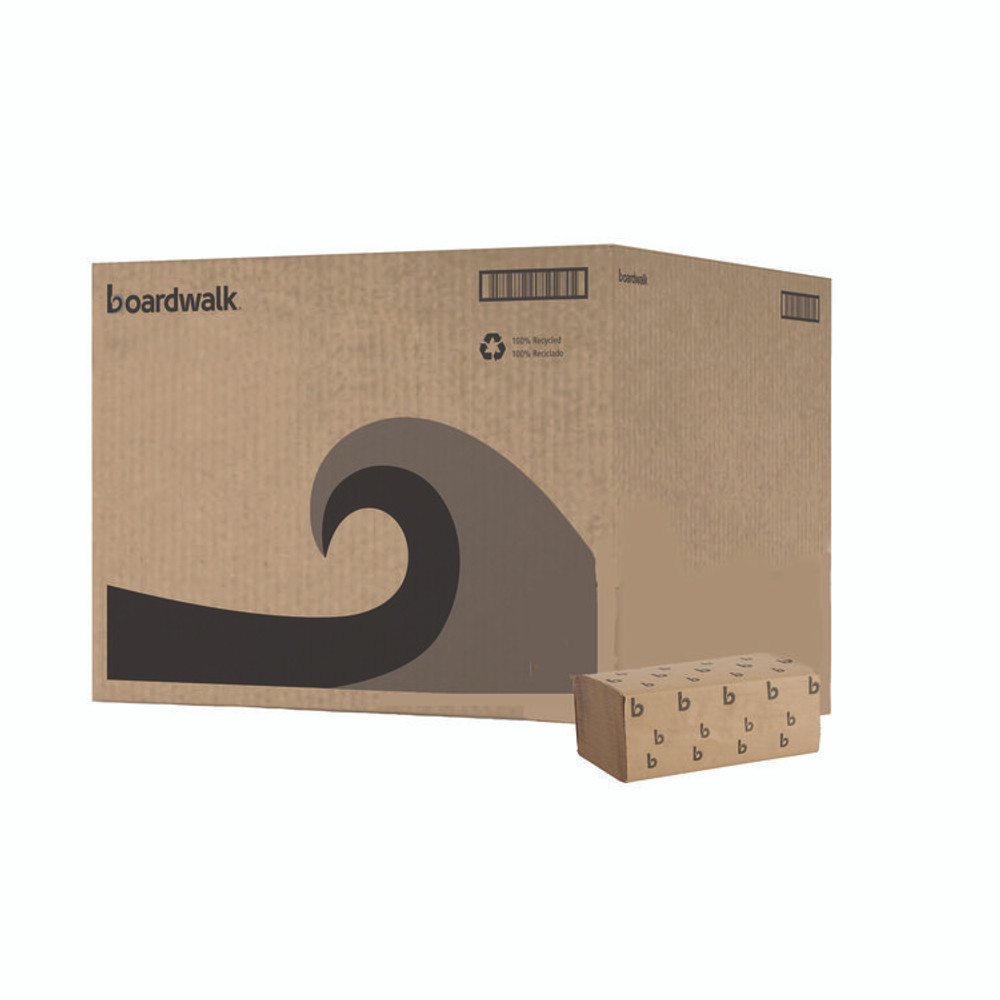 BOARDWALK 6210 Singlefold Paper Towels, 1-Ply, 9 x 9.45, Natural, 250/Pack, 16 Packs/Carton