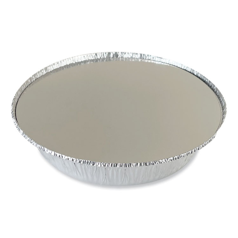 BOARDWALK ROUND9COMBO Round Aluminum To-Go Containers with Lid, 48 oz, 9" Diameter x 1.66" h, Silver, 200/Carton