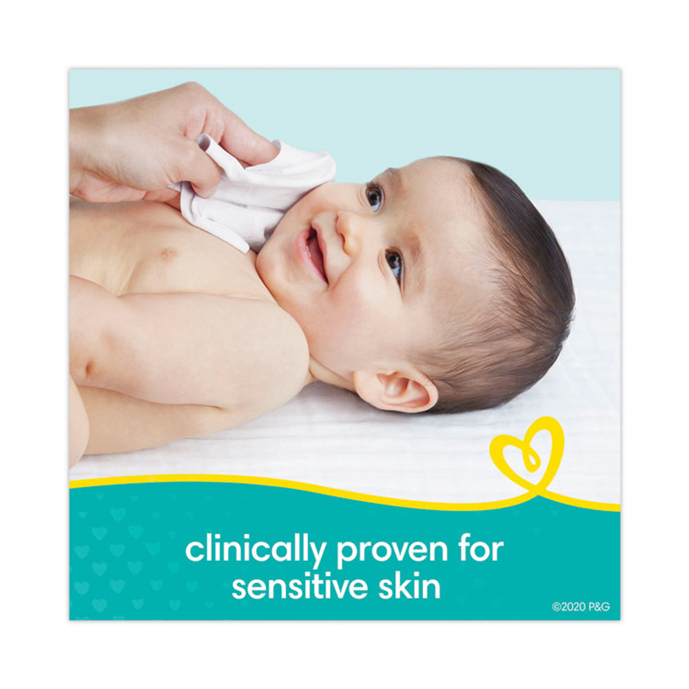 PROCTER & GAMBLE Pampers® 87076EA Sensitive Baby Wipes, 1-Ply, 6.8 x 7, Unscented, White, 56/Pack