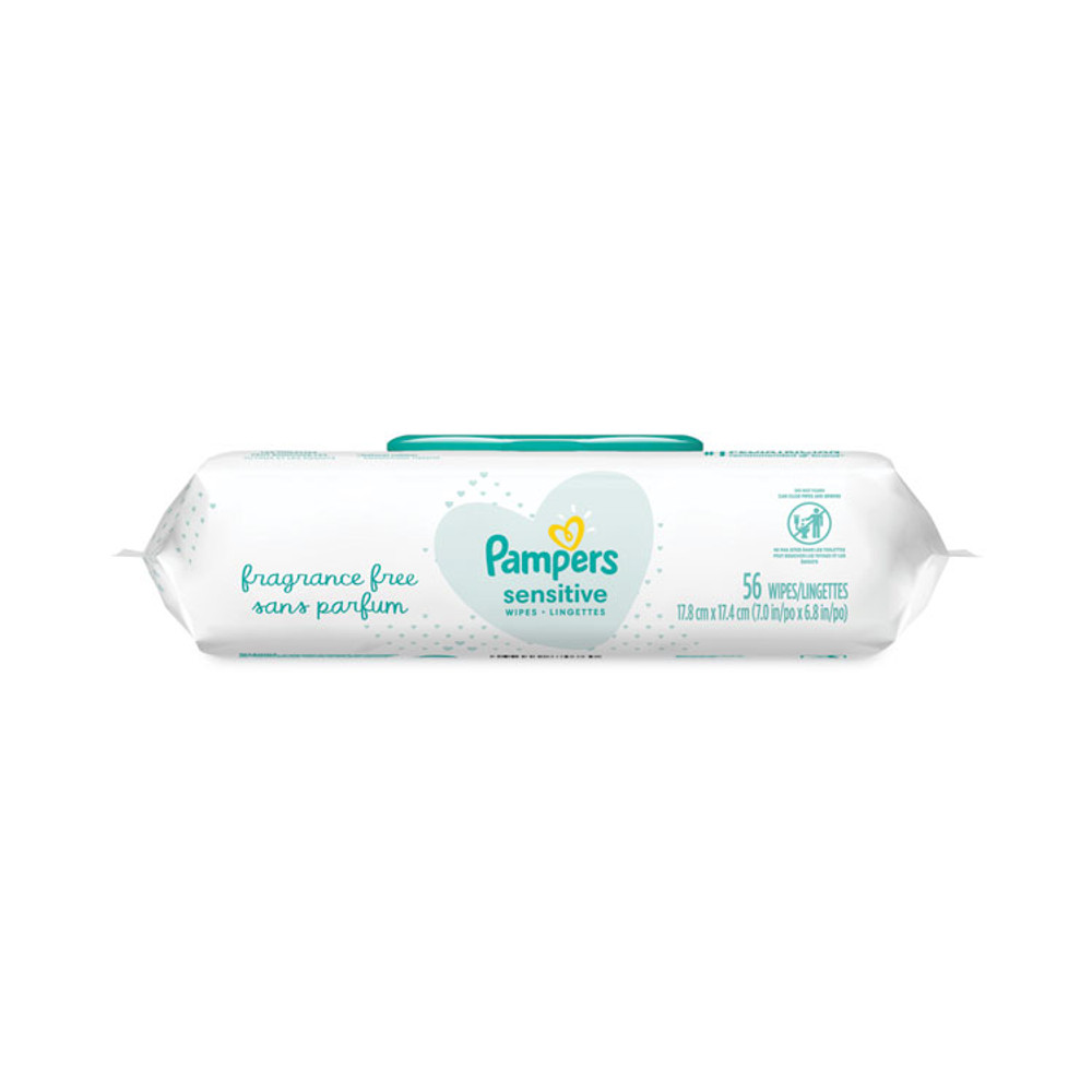 PROCTER & GAMBLE Pampers® 87076EA Sensitive Baby Wipes, 1-Ply, 6.8 x 7, Unscented, White, 56/Pack