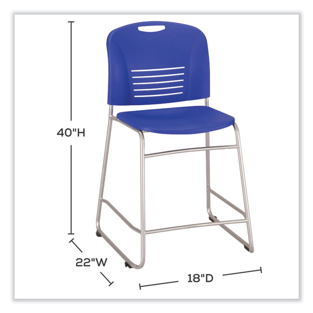SAFCO PRODUCTS 4296BU Vy Counter Height Chair, Supports Up to 350 lb, 25" Seat Height, Blue Seat, Blue Back, Silver Base