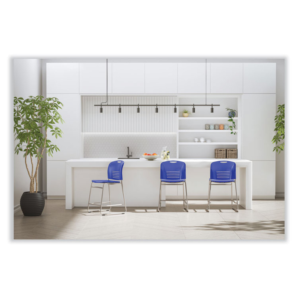 SAFCO PRODUCTS 4296BU Vy Counter Height Chair, Supports Up to 350 lb, 25" Seat Height, Blue Seat, Blue Back, Silver Base