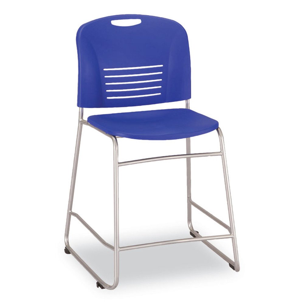 SAFCO PRODUCTS 4296BU Vy Counter Height Chair, Supports Up to 350 lb, 25" Seat Height, Blue Seat, Blue Back, Silver Base