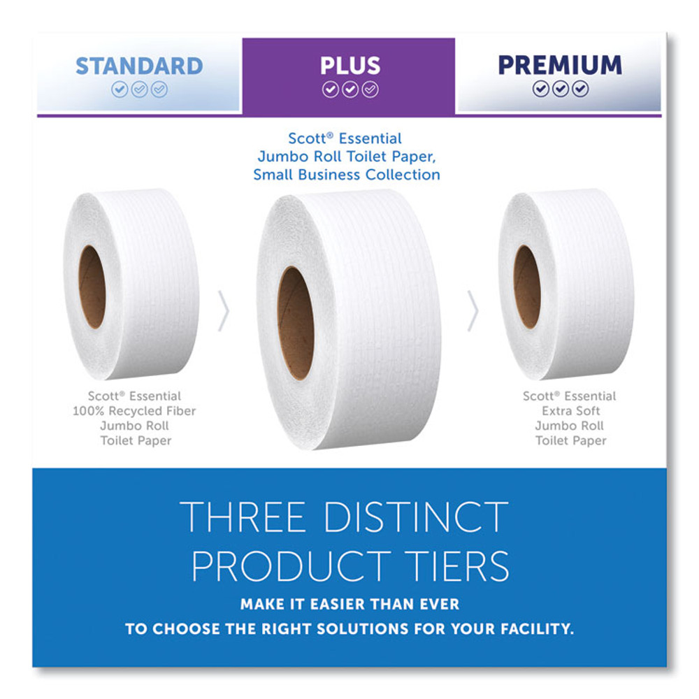 KIMBERLY-CLARK PROFESSIONAL Scott® 03148 Essential JRT Jumbo Roll Bathroom Tissue, Septic Safe, 2-Ply, 3.55" x 1,000 ft, White, 4 Rolls/Carton