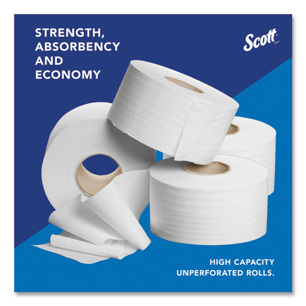 KIMBERLY-CLARK PROFESSIONAL Scott® 03148 Essential JRT Jumbo Roll Bathroom Tissue, Septic Safe, 2-Ply, 3.55" x 1,000 ft, White, 4 Rolls/Carton