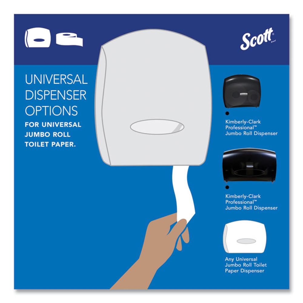 KIMBERLY-CLARK PROFESSIONAL Scott® 03148 Essential JRT Jumbo Roll Bathroom Tissue, Septic Safe, 2-Ply, 3.55" x 1,000 ft, White, 4 Rolls/Carton